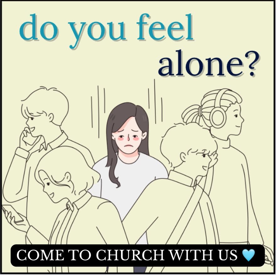 Forward With Christ Facebook ad creative: a line drawing of a lonely figure in a crowd with the caption do you feel alone and come to church with us