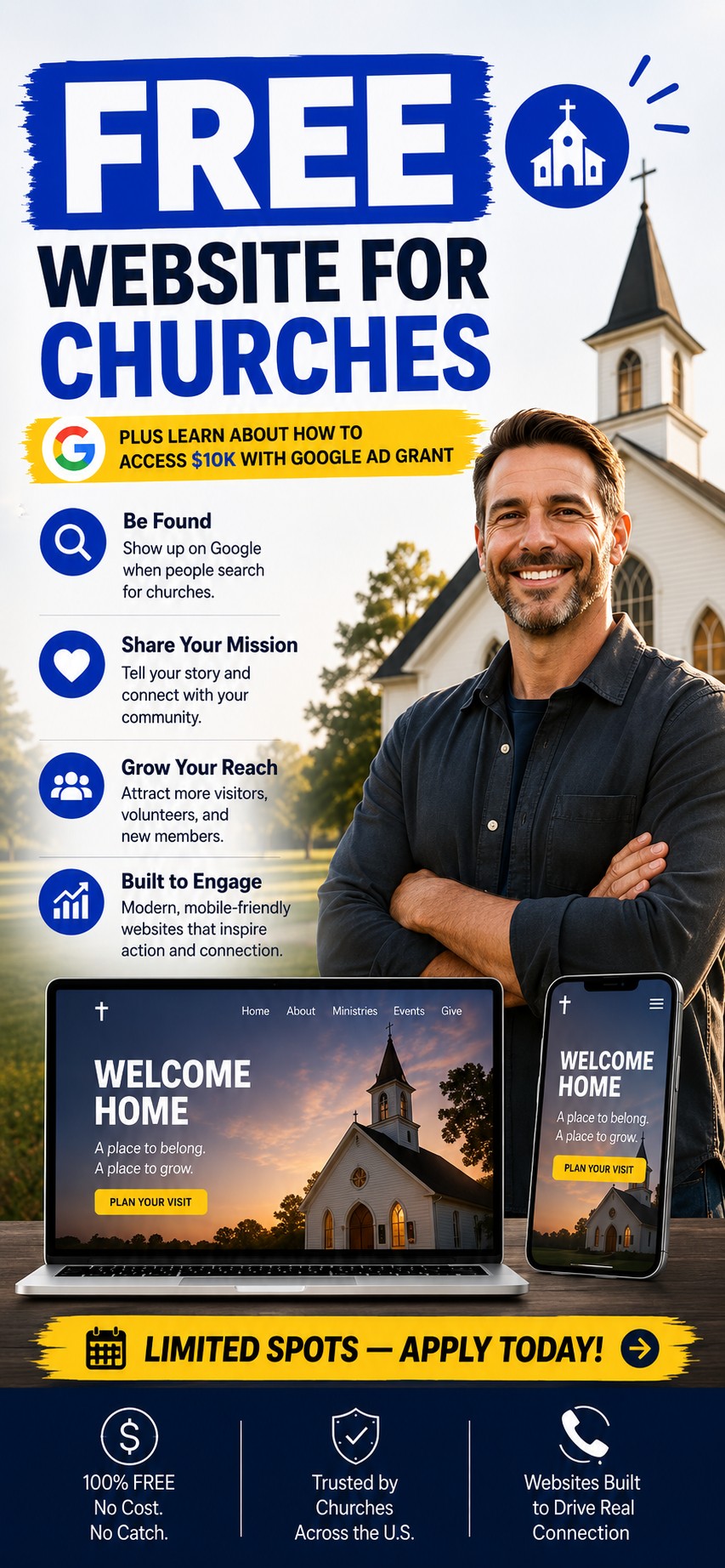 Blueprint Facebook ad creative: Free Website for Your Church