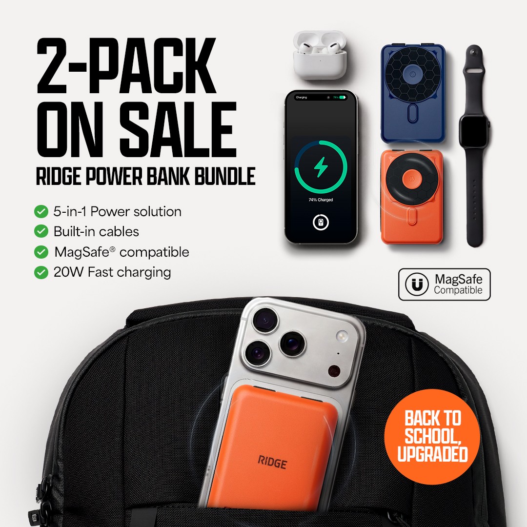 Publicité Facebook en image unique de The Ridge pour sa batterie externe magnétique 5 en 1
