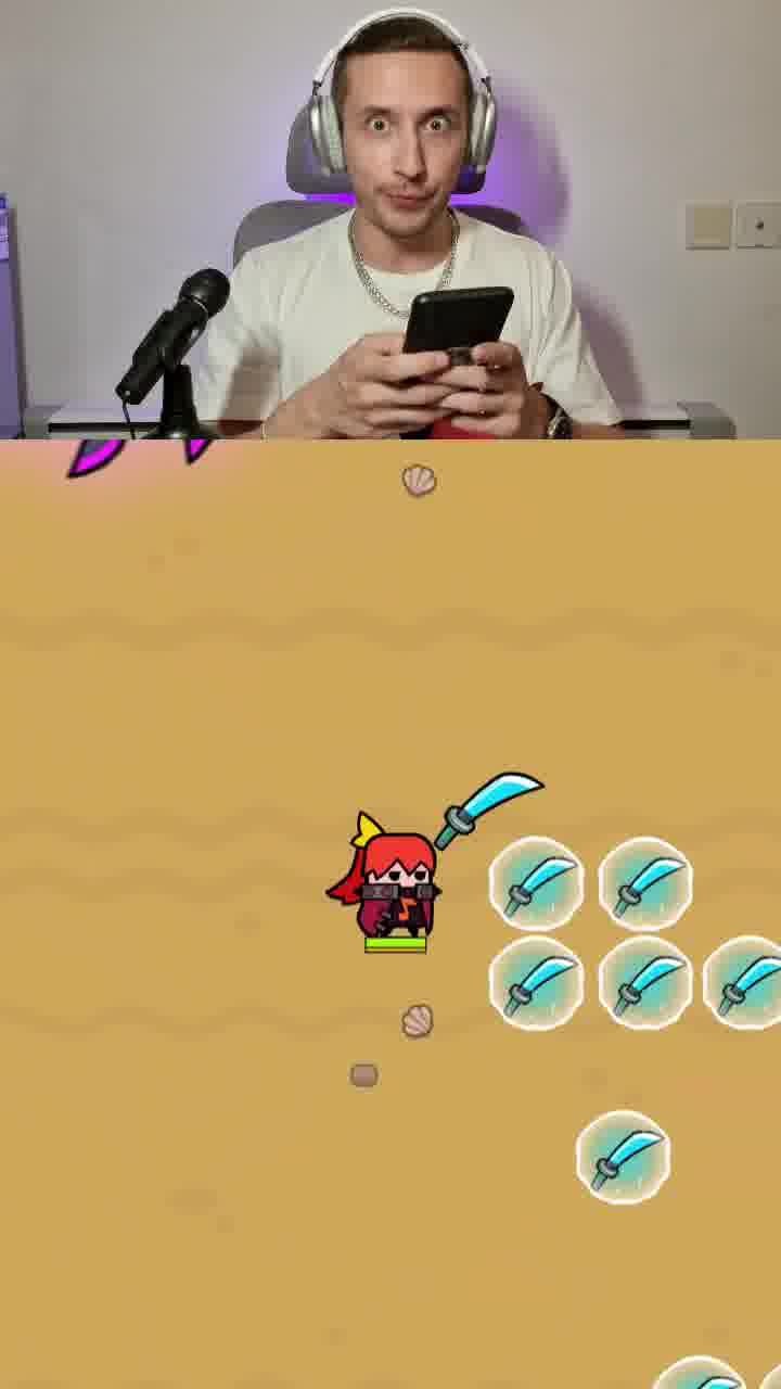Publicité vidéo Facebook d'installation d'app de Survivor.io montrant un streamer qui réagit à du gameplay mobile