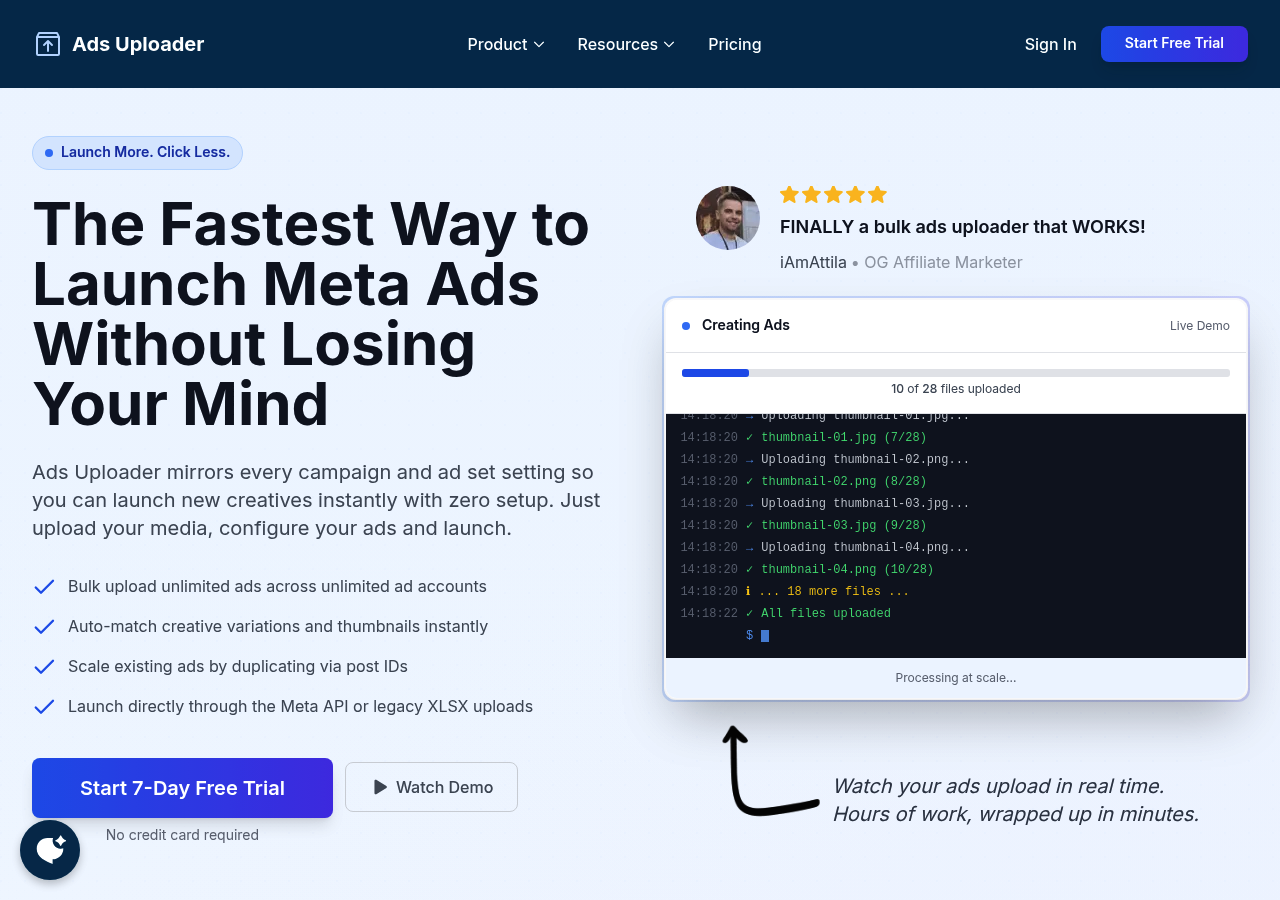 Ads Uploader homepage
