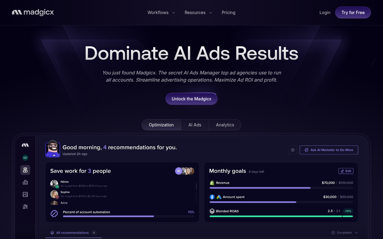 Madgicx homepage