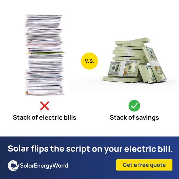 Solar Energy World ad creative promoting lower electricity bills through solar